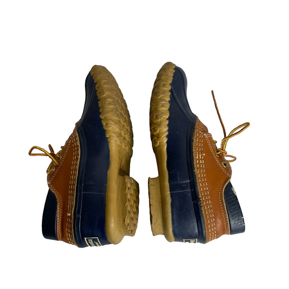 Women's 6 L.L.Bean Vtg Navy Blue Rubber Leather Trim Lace-Up Outdoors Duck Boots - Picture 8 of 10